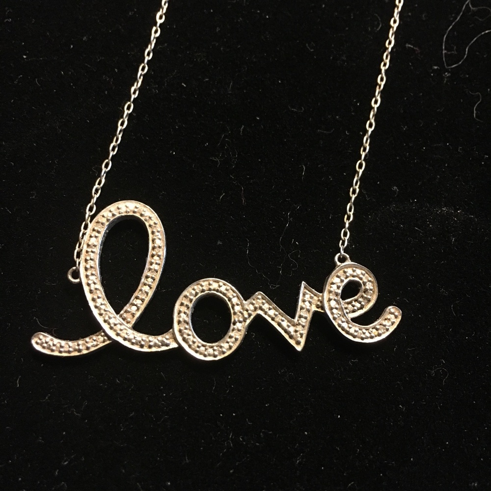 LOVE NECKLACE ALL DIAMONDS STERLING SILVER